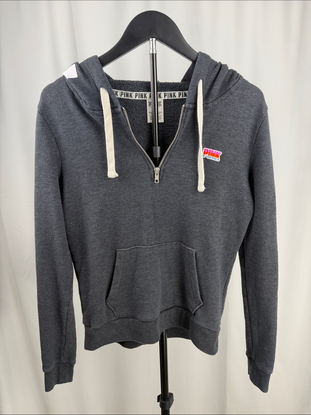 Victoria’s Secret PINK Charcoal Gray Quarter-Zip Hoodie – XS
